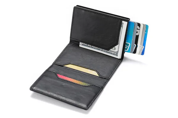 BISI GORO RFID Carbon Fiber Wallet PU Leather Card Case Single Box Smart Credit Card Holder New Arrival RFID Coin Purse