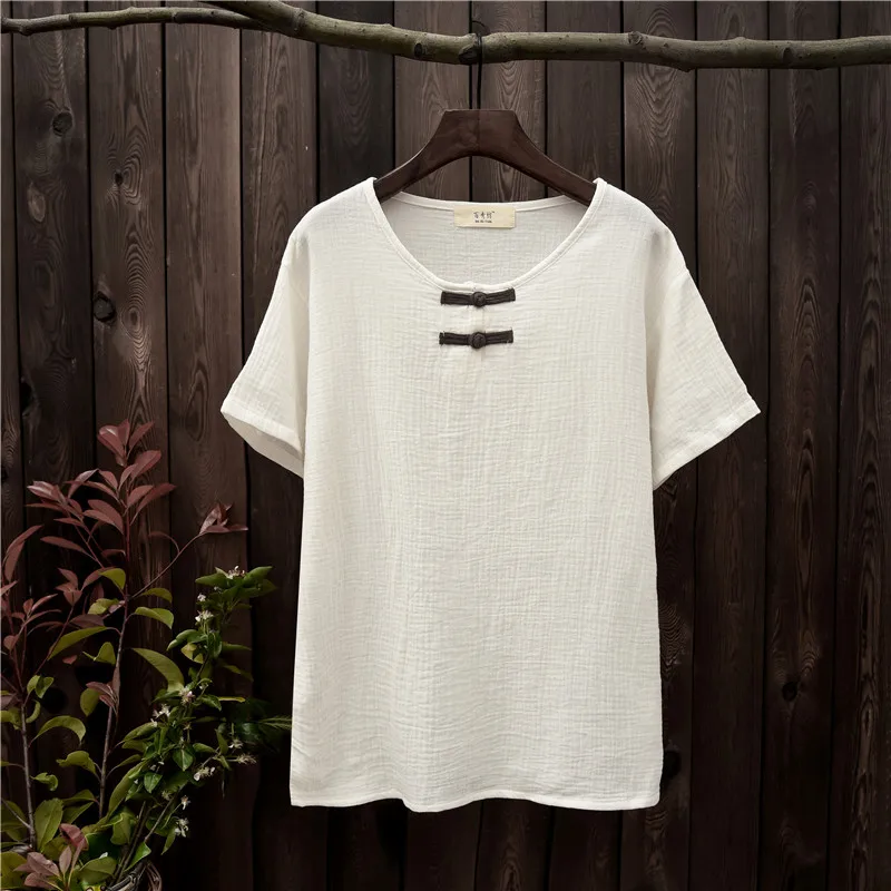 

Solid White Yellow Red Blue Short sleeve Women Blouse Shirt Chinese style Summer Casual Blouse O-neck Cotton Tops Blusas B162