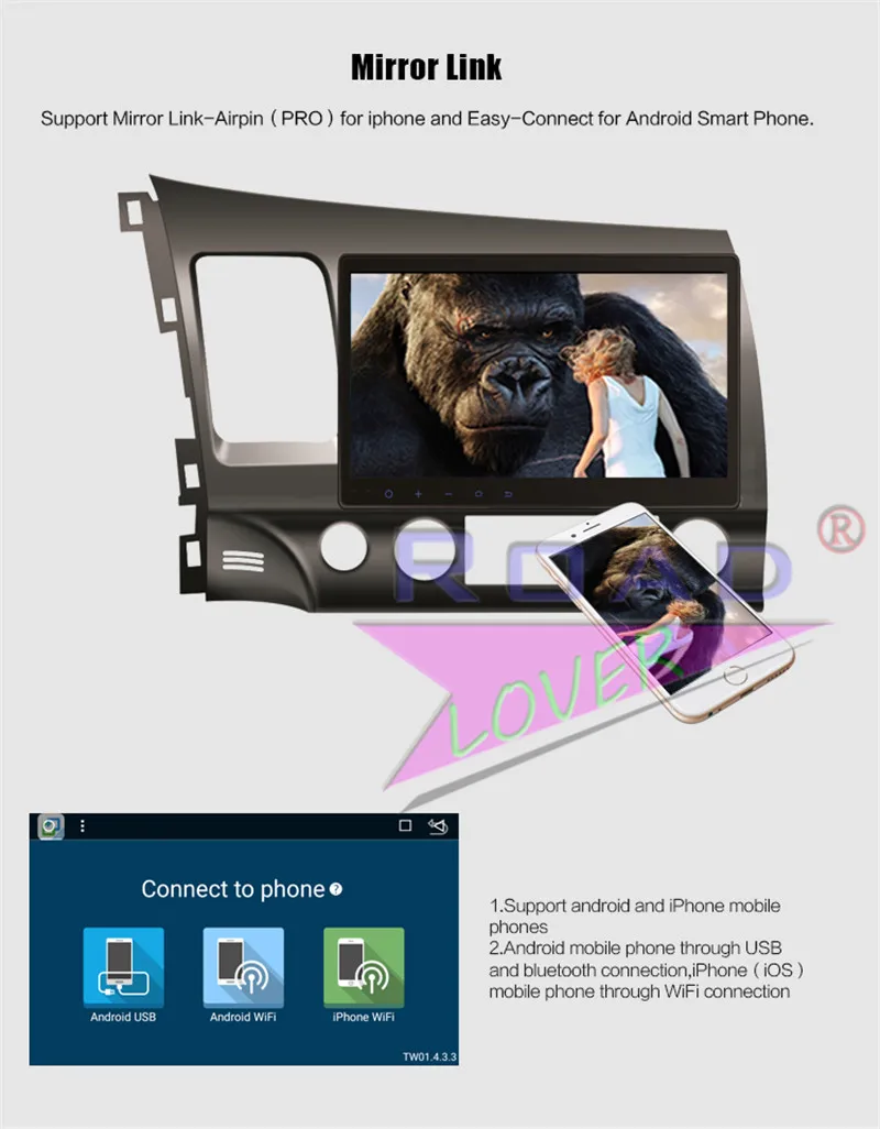 Top Roadlover Android 8.1 Car Multimedia Player Radio For Honda Civic 2006-2011 Stereo GPS Navigation Automagnitol Double Din NO DVD 16