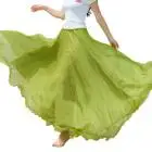 CHAMSGEND Женская эластичная талия шифоновая длинная Макси пляжная новая высокая талия плиссированная элегантная юбка Прямая 1J30 - Цвет: light green