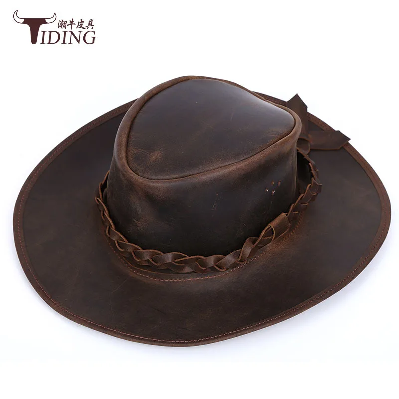 Belt Cowhide Cap National Trend Cowboy Hat Fashion Crazy Horse