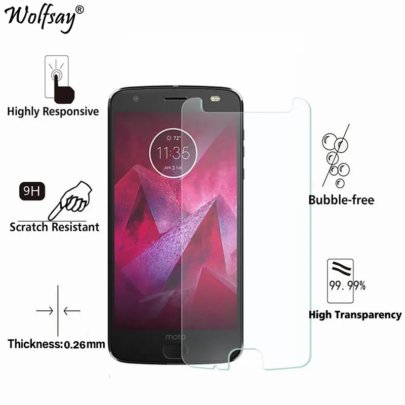 

2pcs For Tempered Glass Motorola Moto Z2 Force Screen Protector Ultra-Thin HD Film For Motorola Moto Z2 Force Glass 5.5" Wolfsay