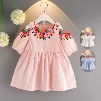 

strapless sleeve girls jackets flower print collar baby girls dress pink white blue american kids girls dress clothes tutu dress