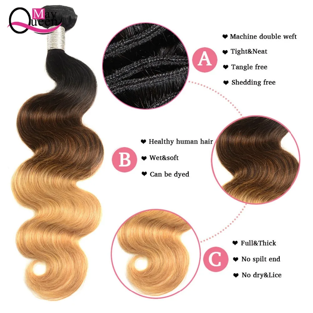 May Queen Hair Ombre Brazilian Body Wave 3&4Pieces T1B/4/27 Three Tone Color Remy Hair Extensions 100% Human Hair Weave Bundles May Queen Hair Ombre Brazilian Body Wave 3&4Pieces T1B/4/27 Three Tone Color Remy Hair Extensions 100% Human Hair Weave Bundles