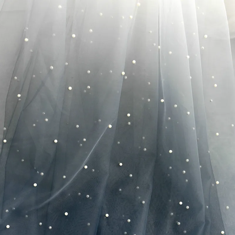 

1m Gradient Mesh Fabric Soft Mesh Fabric Gradient Wedding Dress Material Apparel Transparent Cloth