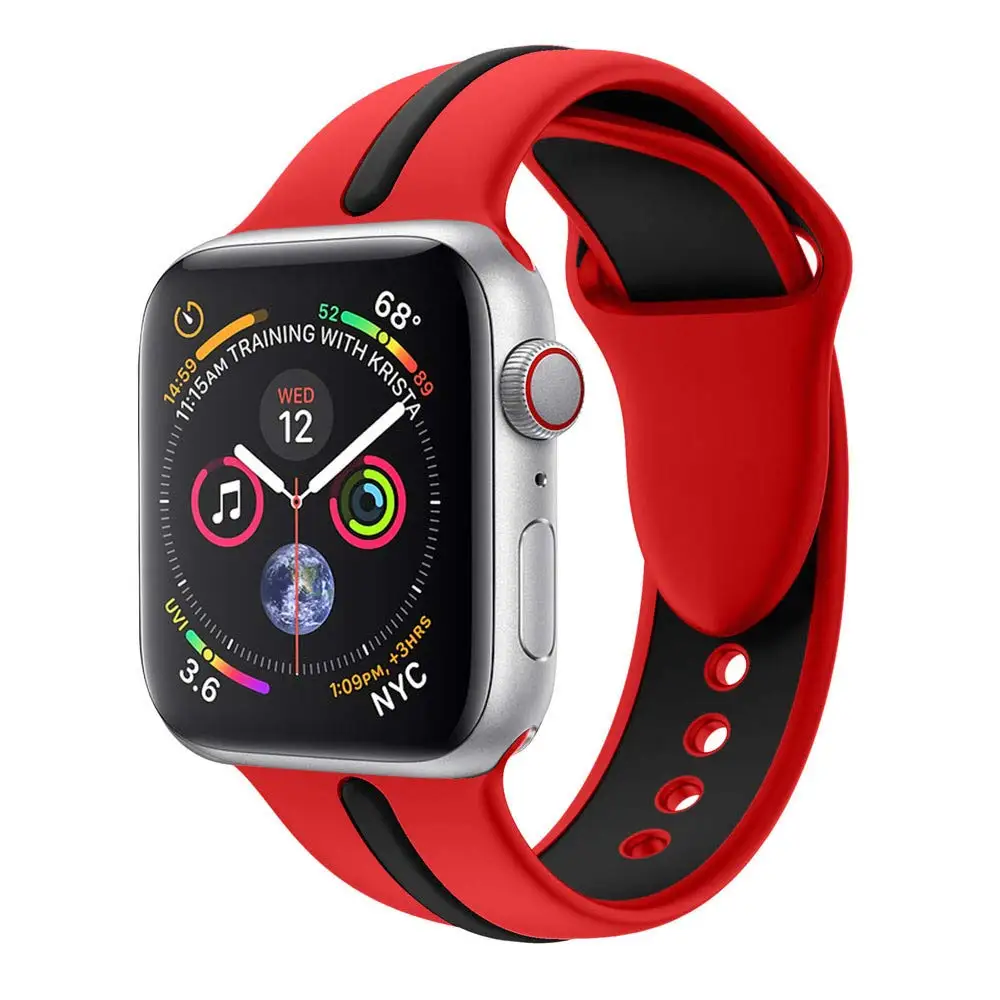 JANSIN мягкий силиконовый спортивный ремешок для Apple Watch, 42 мм, 38 мм, 40 мм, 44 мм, сменный ремешок для наручных браслетов iWatch, серия 5, 4, 3, 2, 1