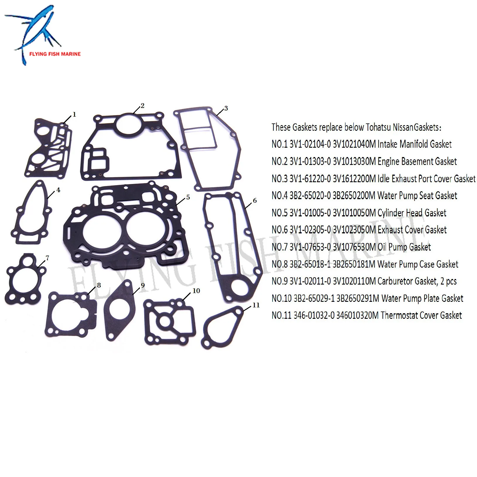 Моторная лодка выполните Мощность головы прокладка комплект для Tohatsu Nissan 4-ход NSF МФС 8hp 9.8hp подвесным двигателем