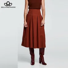 Heydress летняя стильная плиссированная красная юбка faldas mujer повседневные Карманы боковой молнии уличная Женская до середины икры ретро-юбки