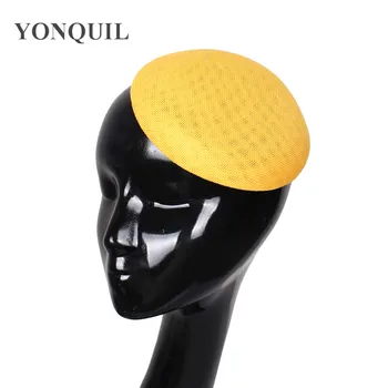 

Yellow imitation sinamay 15CM fascinator base party hats hair accessories cocktail headwear bridal hats wedding millinery New
