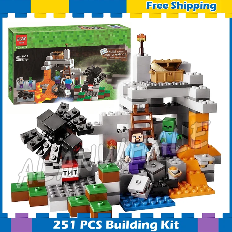 

249pcs My World The Cave Zombie Spider Adventure Game 10174 Model Building Blocks Toys Bricks Compatible with Lego Minecrafted