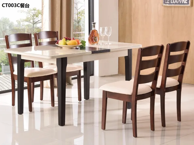 Cheap XMCT003C Tempered glass surface solid wood feet with folding function wooden dining table modern dining room furniture Cheap XMCT003C Tempered glass surface solid wood feet with folding function wooden dining table modern dining room furniture