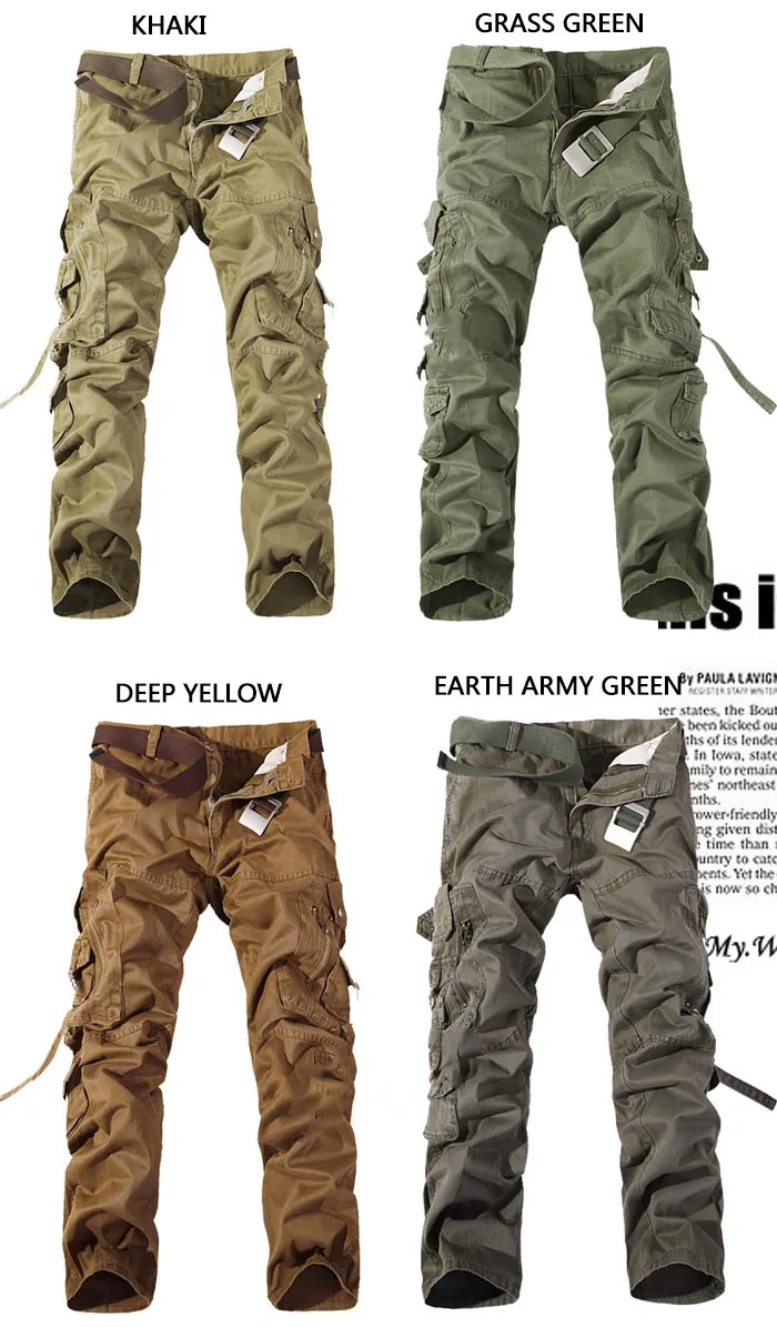 Тактические Брюки армейский зеленый мульти карман молния украшения мужские повседневные брюки карго