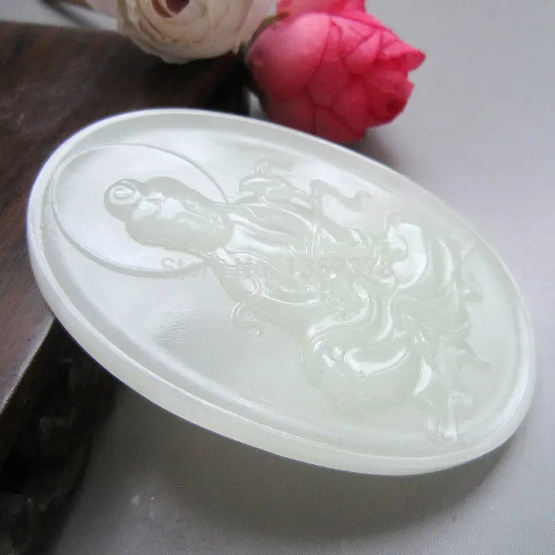 30% off Wholesale prices Fast SHIPPING N2745 100% NATURAL HAND CARVED CHINESE HETIAN NEPHRITE JADE KWAN-YIN PENDANT | Украшения и