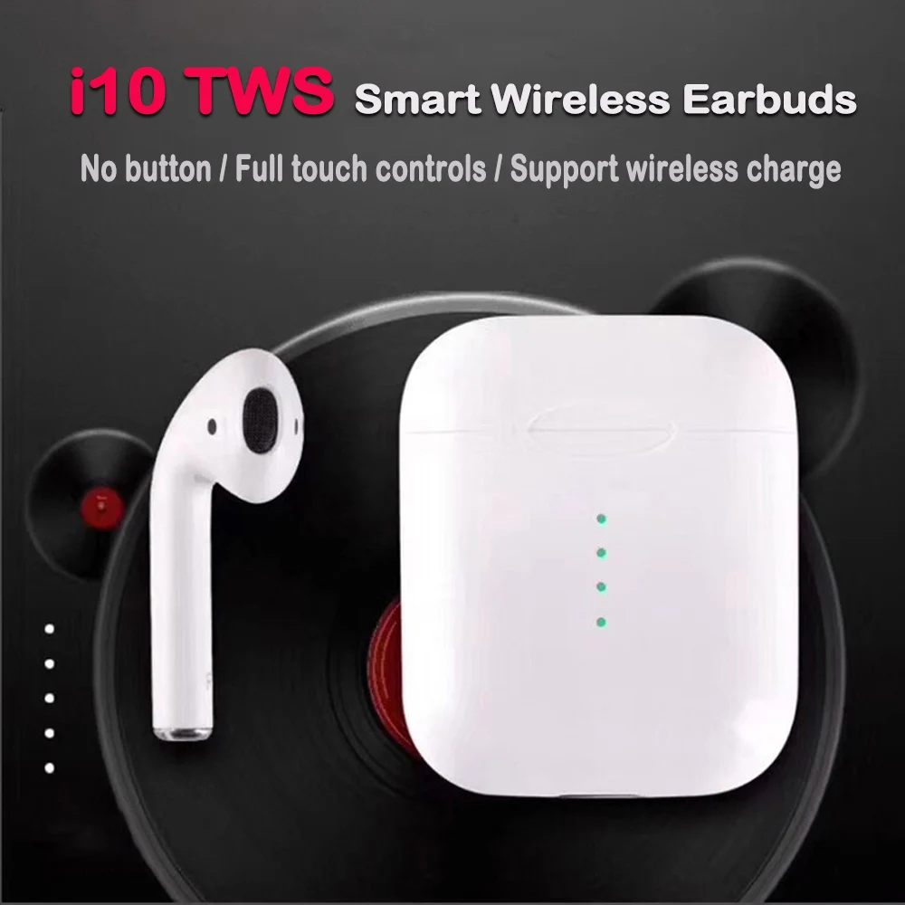 

New i10 TWS Mini Bluetooth Earbuds Touch Control Wireless Earphone With Charging Box Mic PK for xiaomi MI airdots meizu pop 7