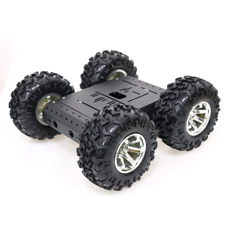 4WD умный робот RC автомобиль шасси комплект алюминиевый сплав черные колеса+ 12 В двигатели без энкодера C3