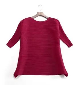 Changpleat Женская модная футболка Miyak плиссированные женские рукава свободные складки тянущиеся футболки дикая футболка с круглым вырезом плюс размер