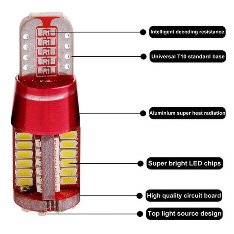 10 шт. AC/DC 12V 6W 6500K 200-300 лм T10 W5W 194 3014 SMD 57 светодиодный Canbus Error Free светодиодная Автомобильная индикаторная поворота светильник лампочка