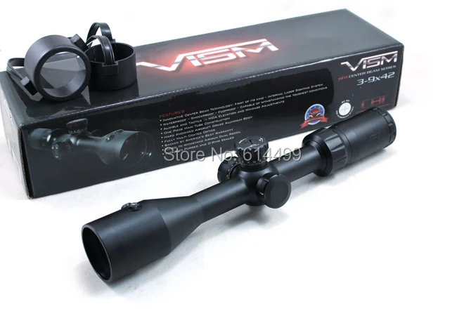 VISM Center Beam 3 9X42 Tactical Riflescope w Integrated 1mw Red Laser Sight Hunting Rifle Scope