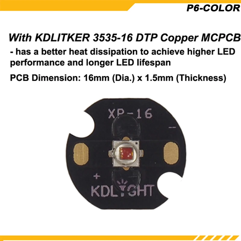 KDLITKER P6 COLOR Cree XP E2 Red 620nm 280 Lumens 3V 9V 1 Mode OP P60 Drop in (Dia. 26 5 мм)|Фонарики и осветительные