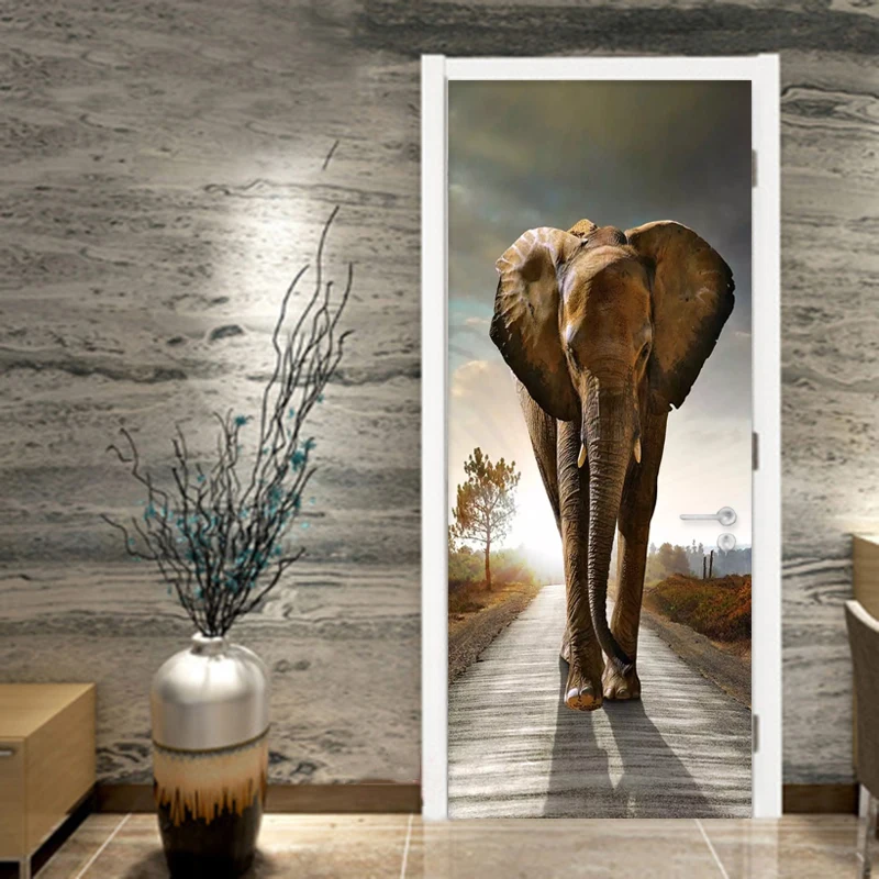 

PVC Wallpaper 3D Stereo Elephant Photo Wall Murals Living Room Bedroom Study Door Sticker Home Decor Self Adhesive Wall Paper 3D