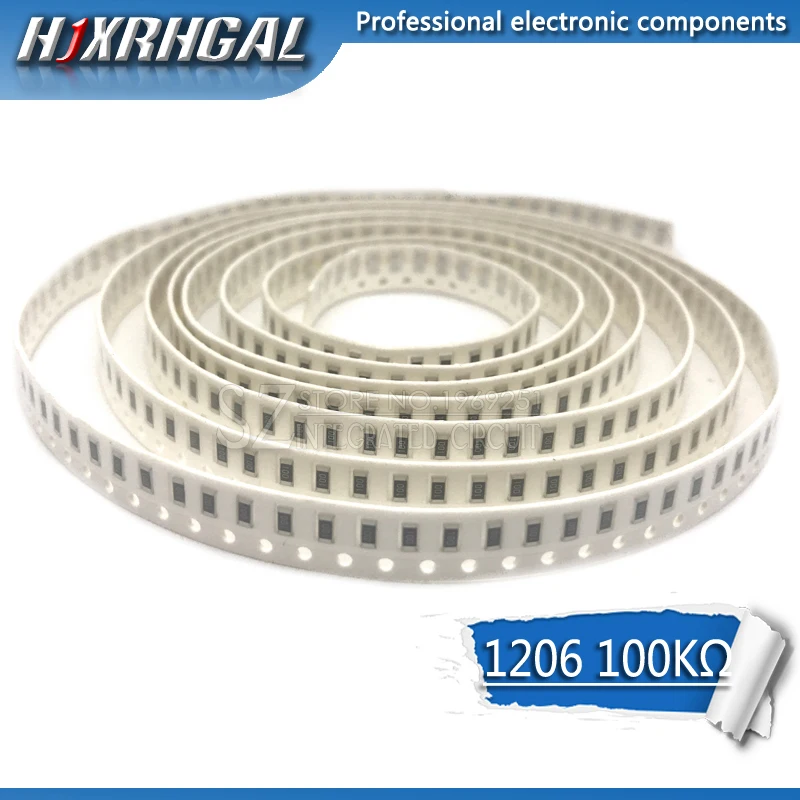

100PCS 1206 SMD Resistor 100K ohm chip resistor 0.25W 1/4W 104 hjxrhgal