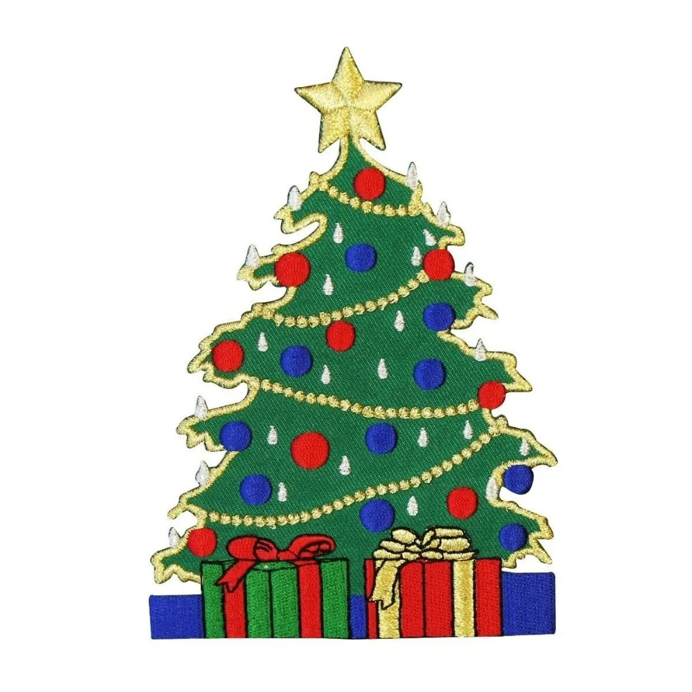 

Custom embroidered Patches Presents Patch Holiday iron on patch applique factory direct can be customized with your logo design