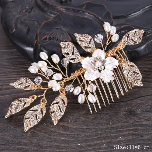 Bridal Pearl Hair Comb Wedding Accessories Rhinestone Flower Wedding Hair Comb Jewelry Wedding Hair Ornaments Bridal Headdress FS134