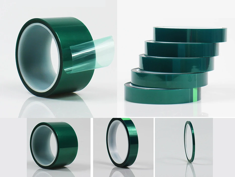 

(width 3mm-15mm) Length 33m Heat-resistant PET Green Masking Shielding Tape for PCB Solder Plating insulation protection