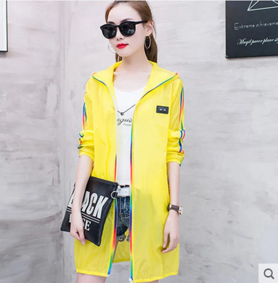 Women Summer Sun Protection Jacket Middle Length Loose Beach Outwear