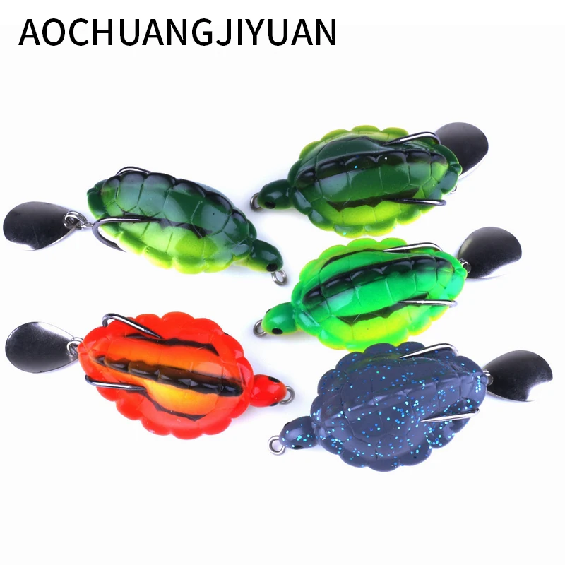 

5pcs 5.5cm 13.4g Frog Lure Fishing Lures Treble Hooks Top water Ray Frog Artificial Minnow Crank Strong Artificial Soft Bait