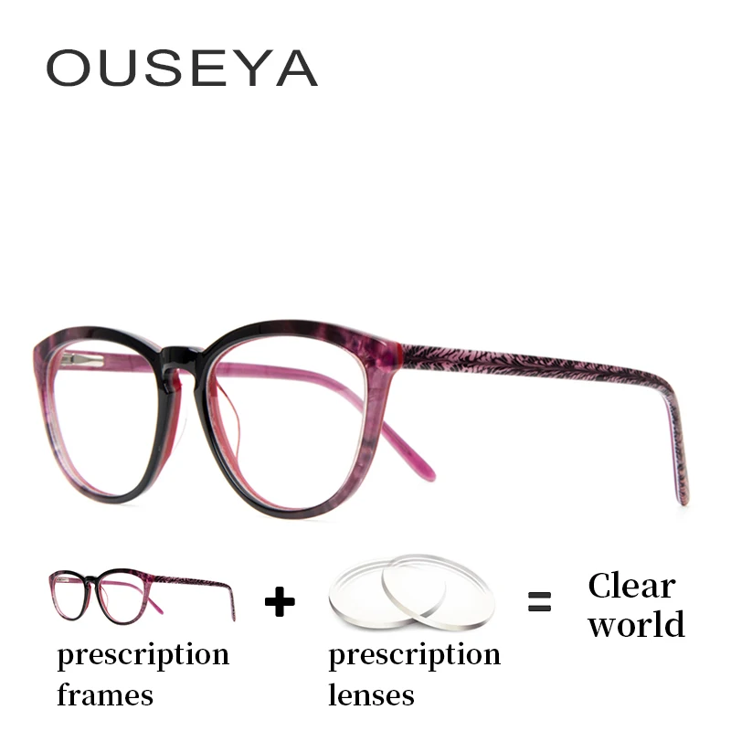 

Acetate Women Glasses Sight Fashion Trendy Hydrophobic Thin Astigmatism Transition Aspherical Lens Reading Spectacles #F951