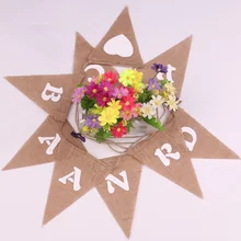 A-Z флаг с надписью на заказ персонализировать Лен джутовый флажок из мешковины Свадебные флажки в деревенском стиле свадьба для украшения детского душа пользу свадьбы