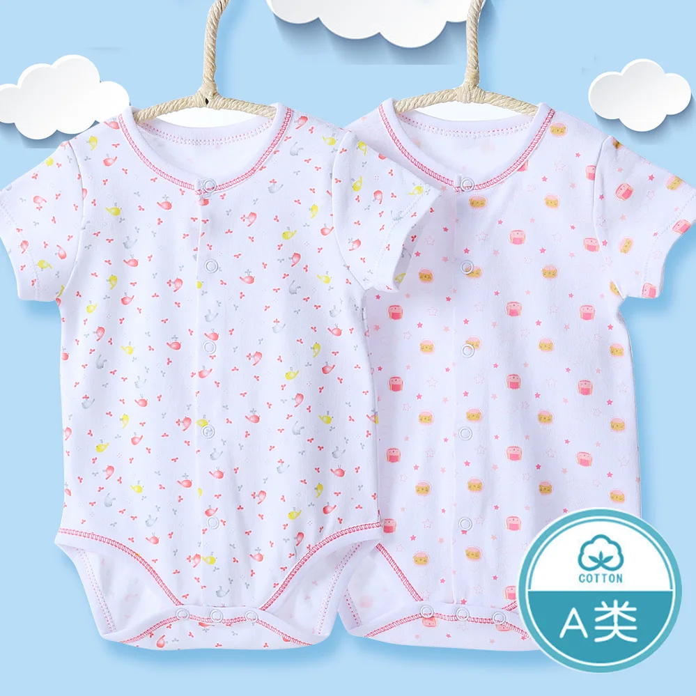 

Summer Baby Cotton Short Sleeve Wrap Bodysuits Toddler Kids Front Snap Onesies White Jumpsuit Infant boy girl coveral 0-1-2-3yrs