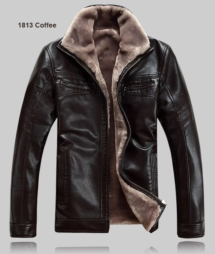 Зимняя теплая мотоциклетная кожаная куртка мужская повседневная брендовая куртка роскошный мех овечья кожа Мужская меховая верхняя одежда дизайн плюс куртка