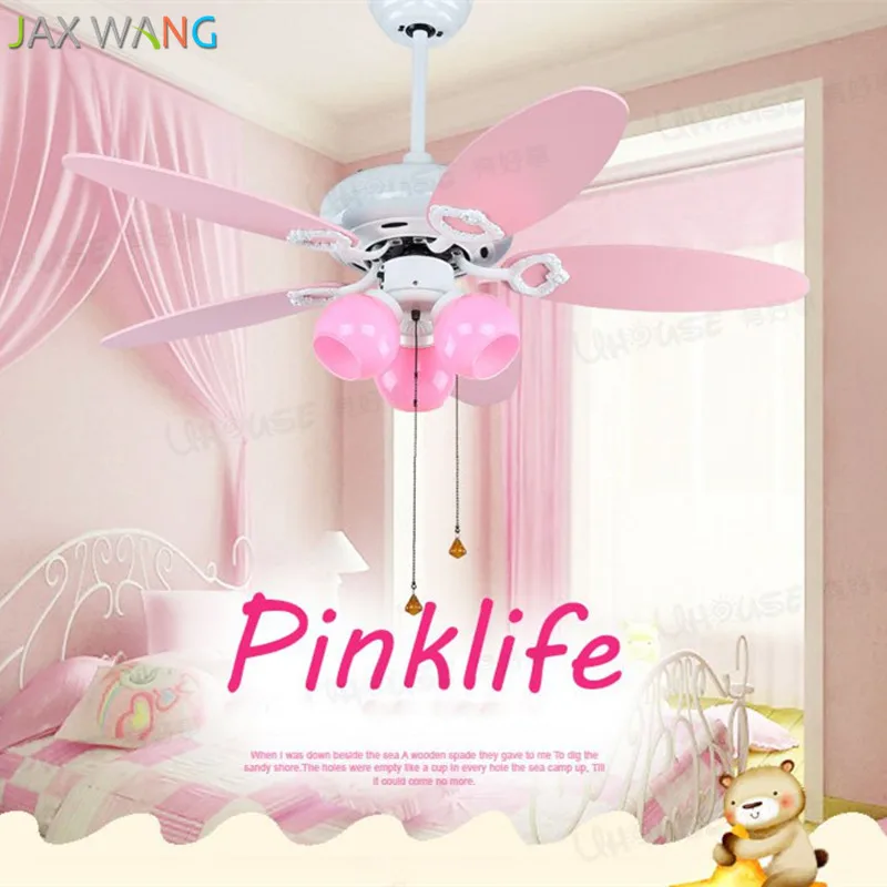 Us 220 01 21 Off Children Room Pink Fan Pendant Light Princess Girl Bedroom Pendant Lamp Modern Fan With Light Lovely Room Decor Hanging Lamp In
