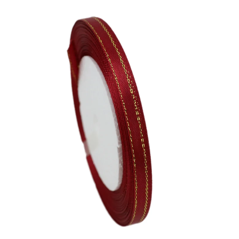 Luxurious Gold Edge Satin Ribbon - High-Quality Gift Packaging, Multiple Widths Available