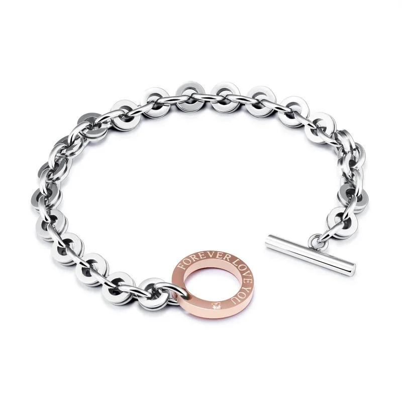 Простой Круглый браслет-цепочка из нержавеющей стали с Т-образной пряжкой Tiff стильный браслет и браслет Модные женские ювелирные изделия подарки
