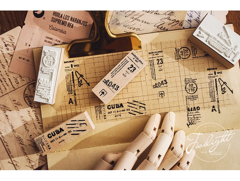 Ретро Старый билетный деревянный штамп Декоративные DIY канцелярские принадлежности Скрапбукинг розничная торговля