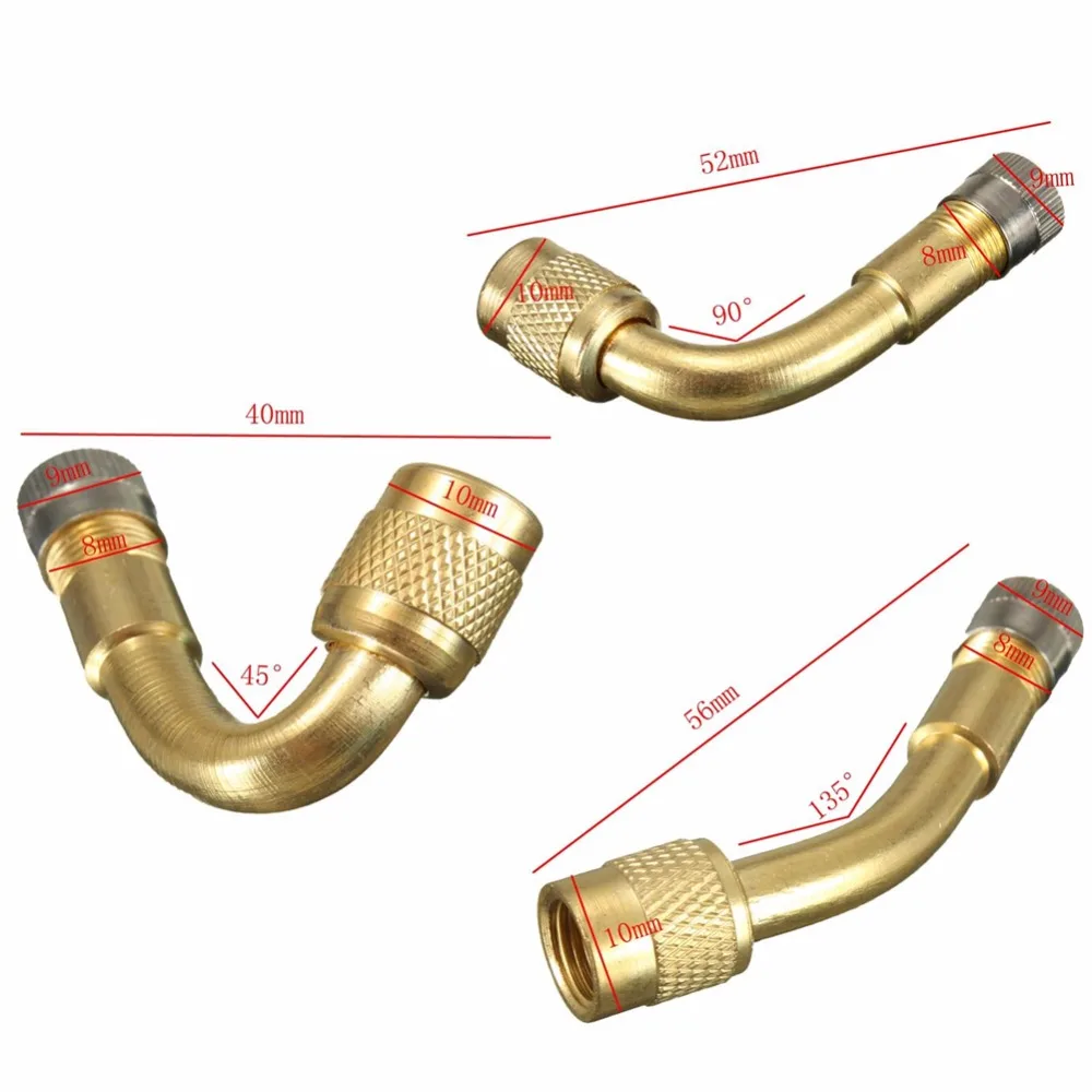 Латунный клапан для шин Удлинительный адаптер мотоцикл шины для легковых автомобилей удлинитель 45 °/90 °/135 градусов Шины аксессуары C45
