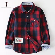 KungFu Ant/ Modis рубашки для мальчиков, хлопковые клетчатые рубашки с длинными рукавами и отложным воротником для детей 3-10 лет, школьные рубашки, 3096