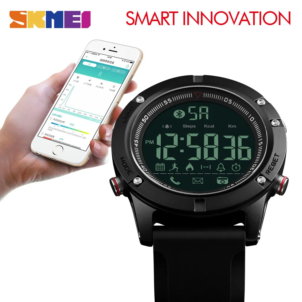 SKMEI 1425 Man Men s Bluetooth Wrist Watches Smart Digital Sports Watch Calorie Calculation Call Reminder 2