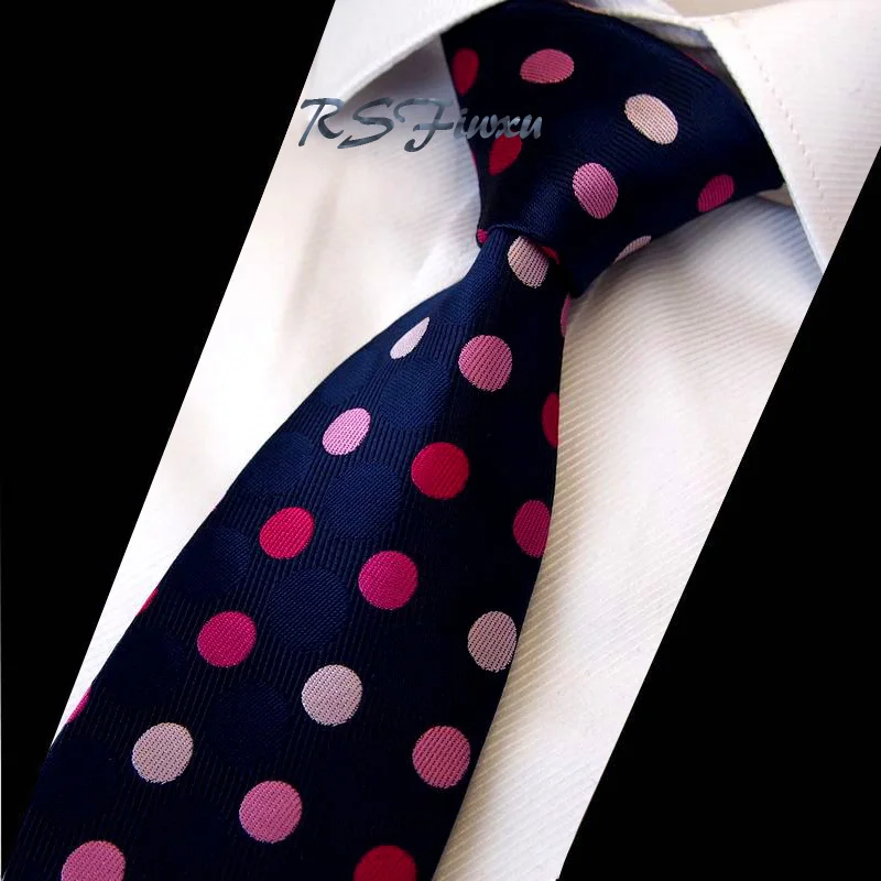 Free Shipping Dots Blue Navy Pink Classic Mens Tie Necktie100 Silk New Jacquard Woven Wedding