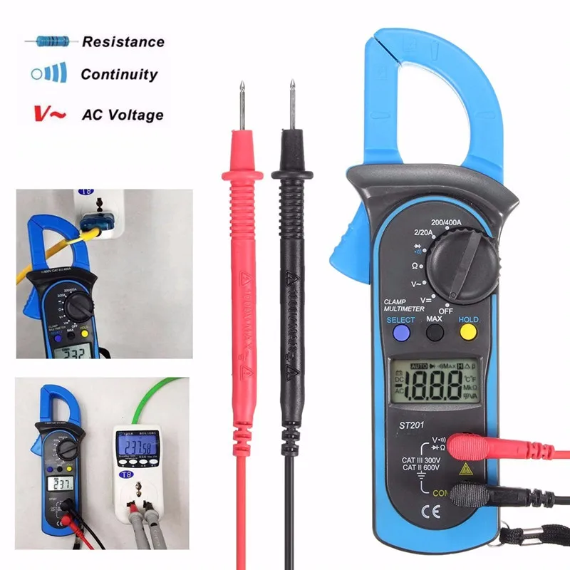 

Digital Clamp Meter Multimeter Current OHM Amp Meter AC DC Voltage Current Resistance Probe Tester Measurement