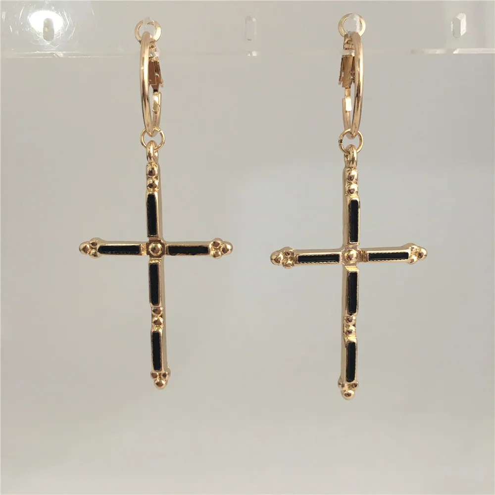 

TRENDY WOMEN EARRING GOLD COLOR PLATING CROSS CHARM DROP EARRING FOR WOMEN GIRL
