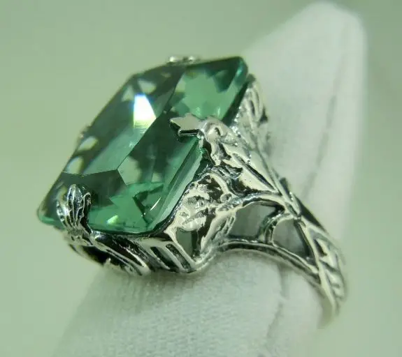 

10 ct aquamarine solid silver delicate ring