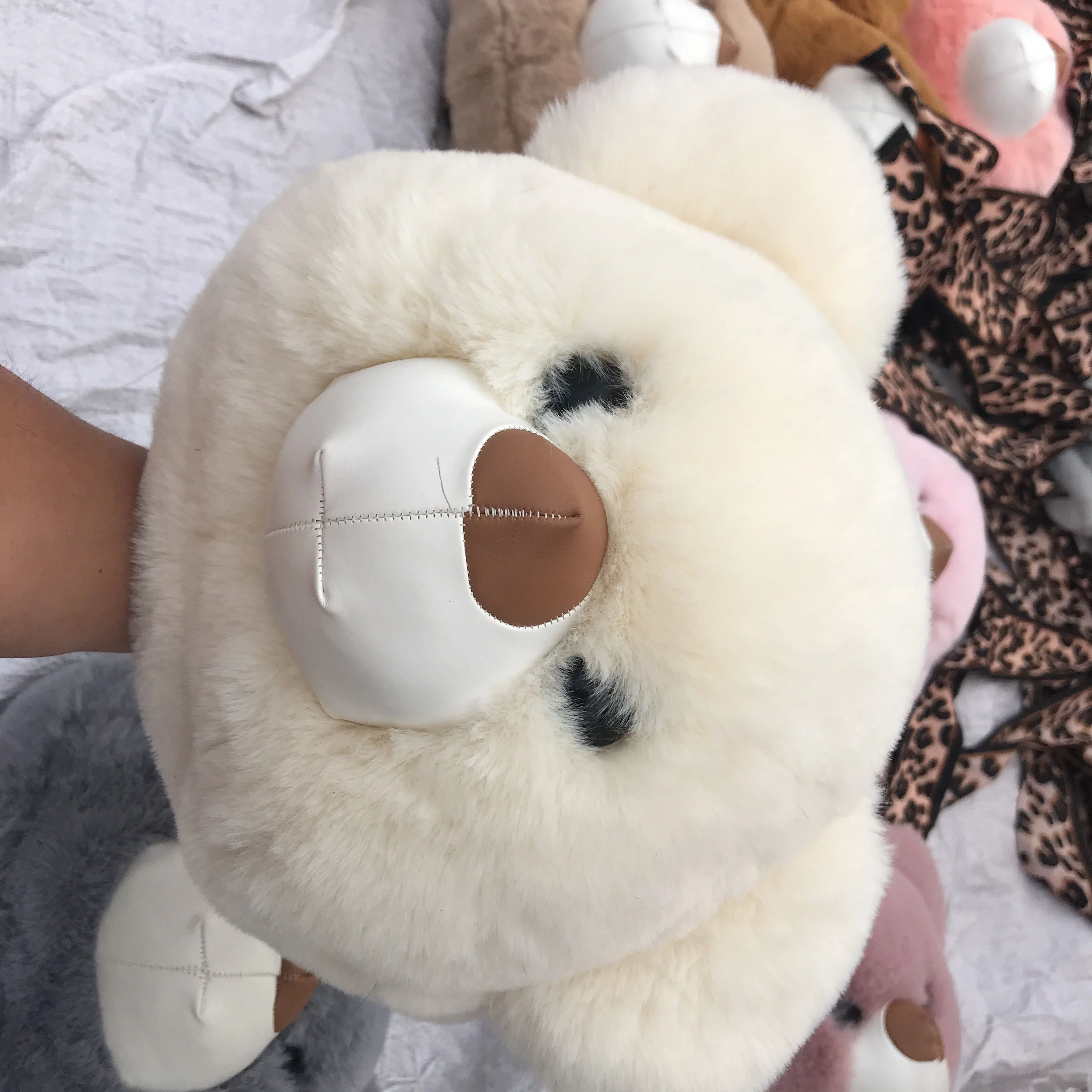 

The new fashion woman bag Rex rabbit fur grass one shoulder bag bear head bag brown lovely bear bag winter