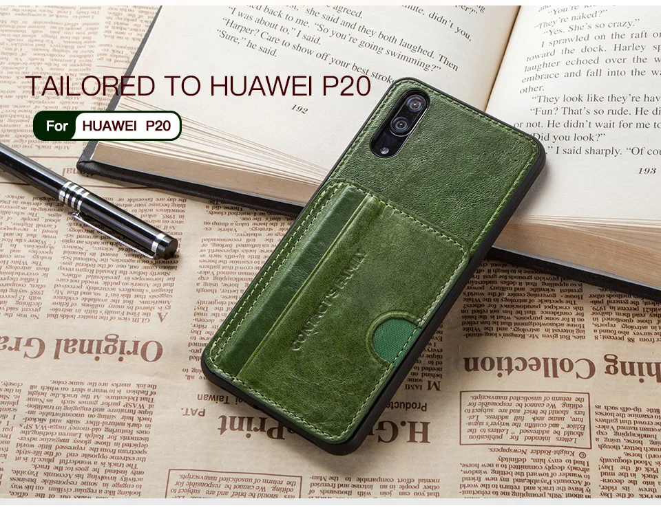 huawei waterproof phone case For Huawei P20 Case Cover Genuine Leather Back Cover Silicone Edge Protect Case Coque For Huawei P20 With Pocket Free Engraving huawei phone cover