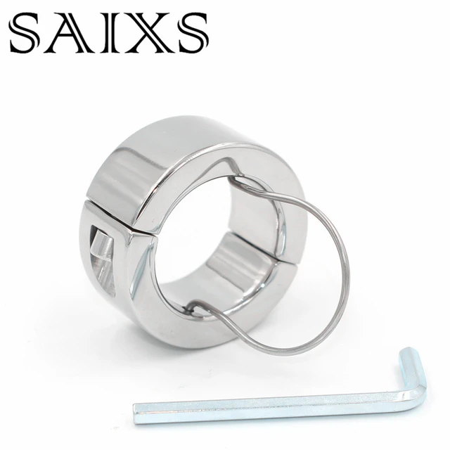 Cock Ring Stainless Steel Testicle Stretching Ring Magnetic Male Scrotum  Restriction Penis Ring