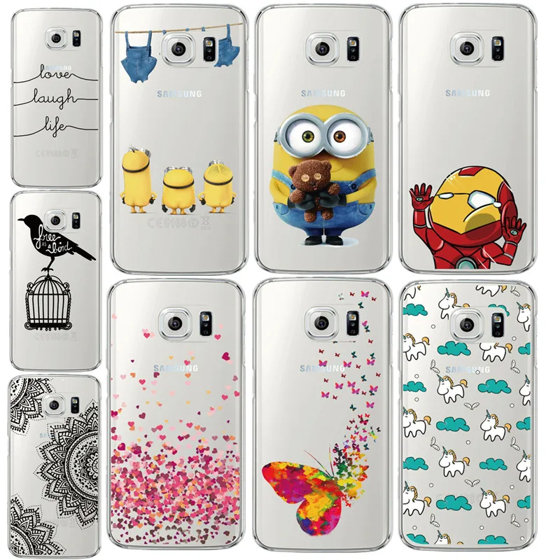 For Samsung Galaxy S6 Edge G9250 Case Minions Butterfly Silicone Back Cover TPU Frame Capa Funda Case For Samsung S6 Edge Plus