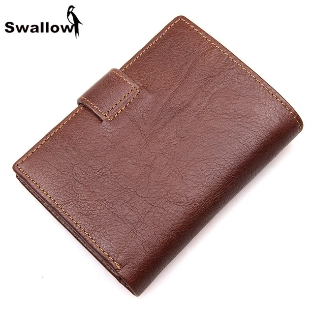 SWALLOW Multifunctional Men Wallets Genuine Leather Photo Holder Fashion Cowhide Men Purse Dollar Price Male Card Holder RFID